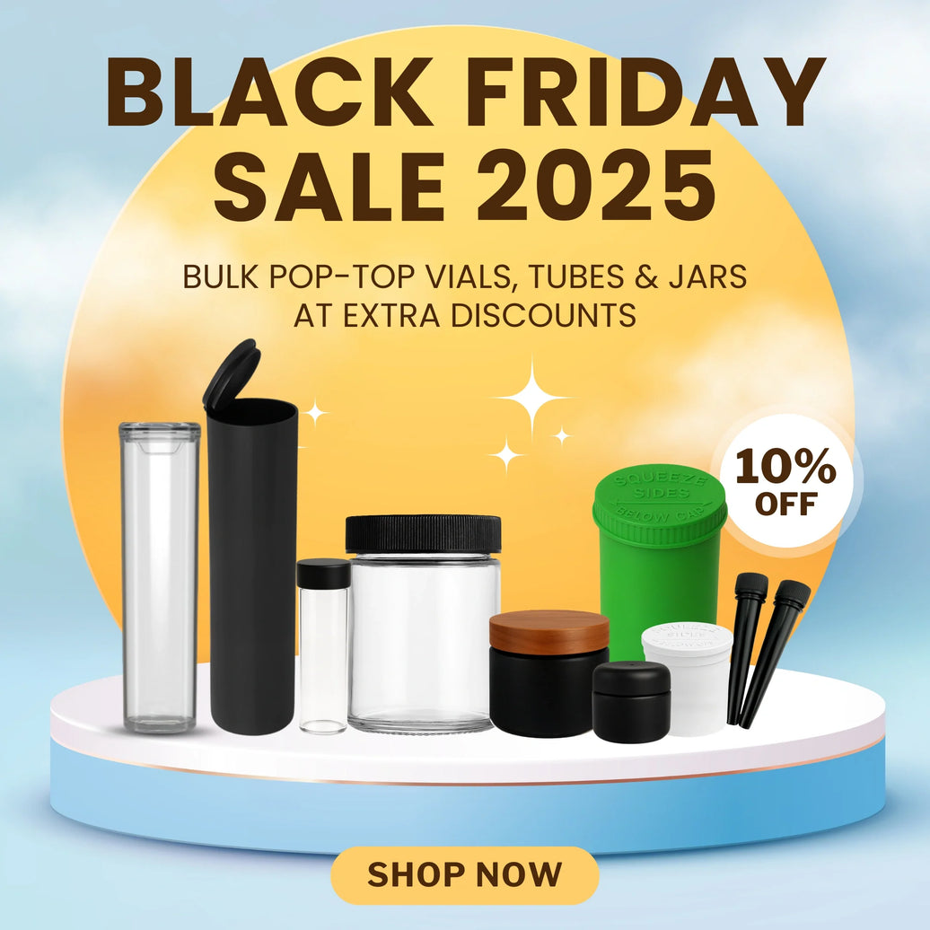 Black Friday Sale 2025: Bulk Pop-Top Vials, Tubes & Jars at Extra Discounts