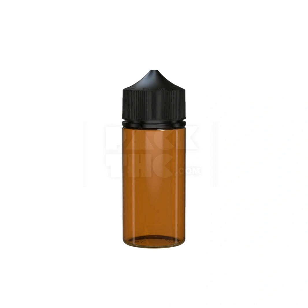 100ml v3 pet unicorn bottle cr translucent amber black cap 400 count