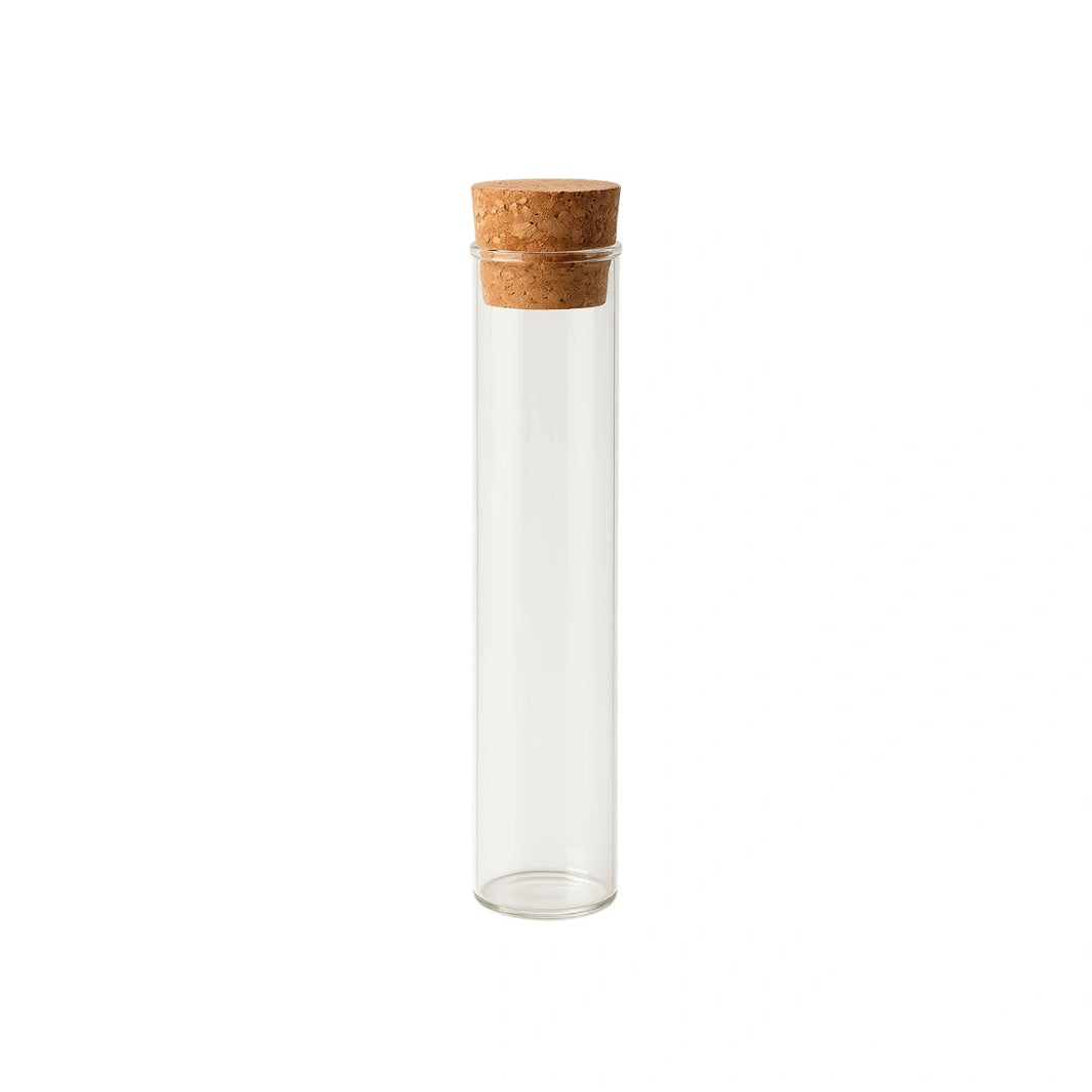 116mm cr clear glass blunt tube with wooden cork