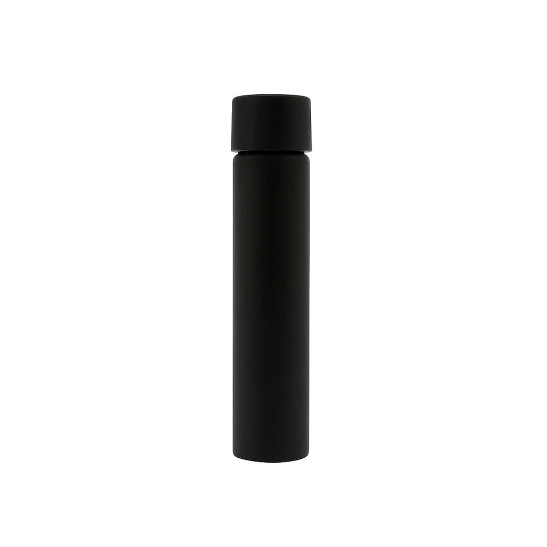 116mm cr matte black glass blunt tube with plastic black cap
