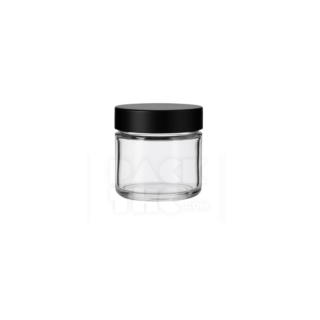 1oz clear glass jar with matte black smooth lid
