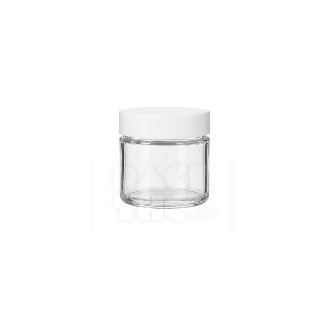 1oz clear glass jar with matte white smooth lid