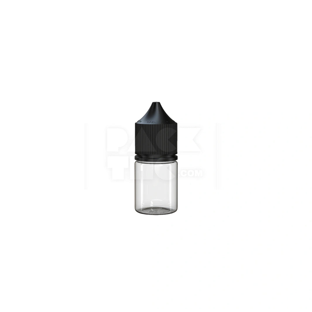 20ml stubby pet unicorn bottle cr clear natural black cap 1000 count