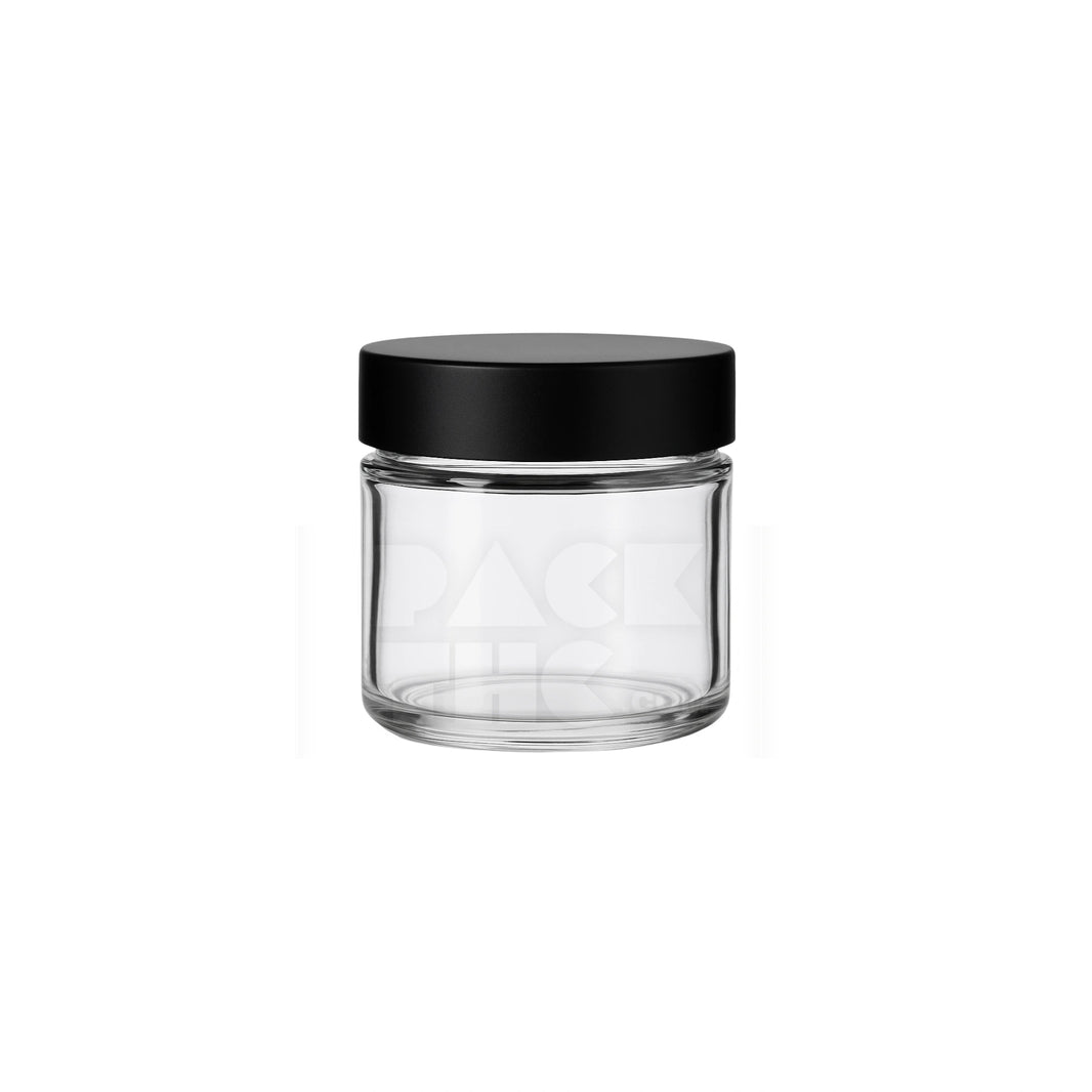 2oz clear glass jar with matte black smooth lid