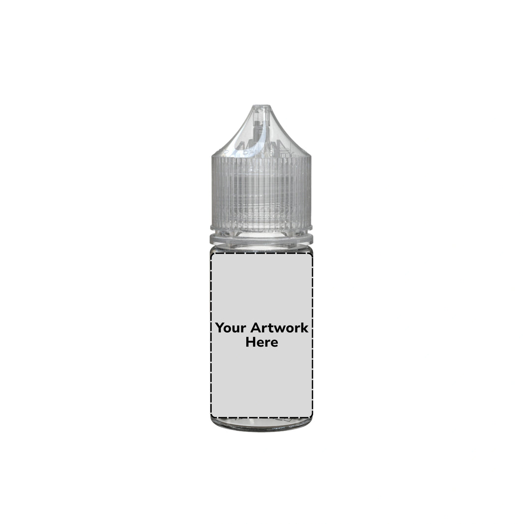 30ml stubby unicorn bottle clear clear cap