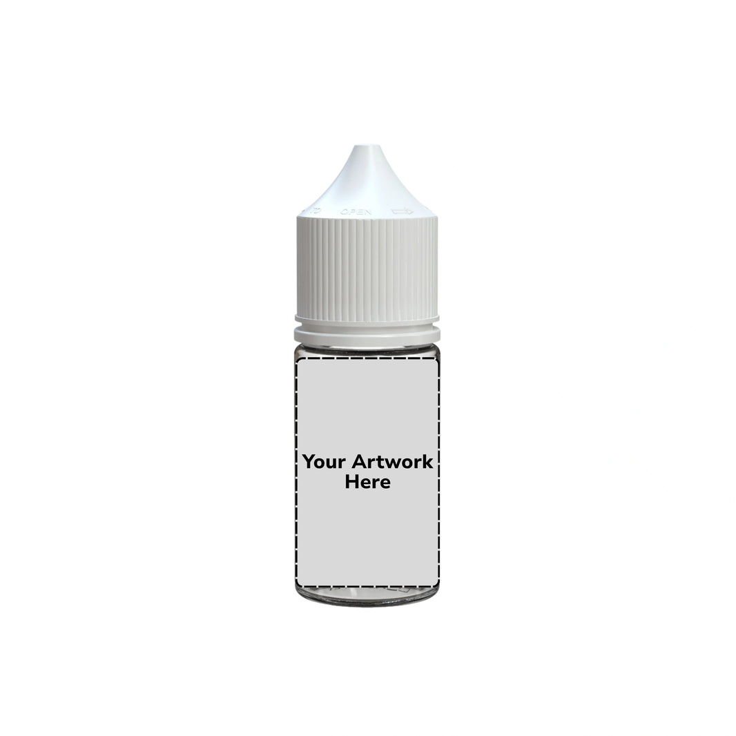30ml stubby unicorn bottle clear white cap