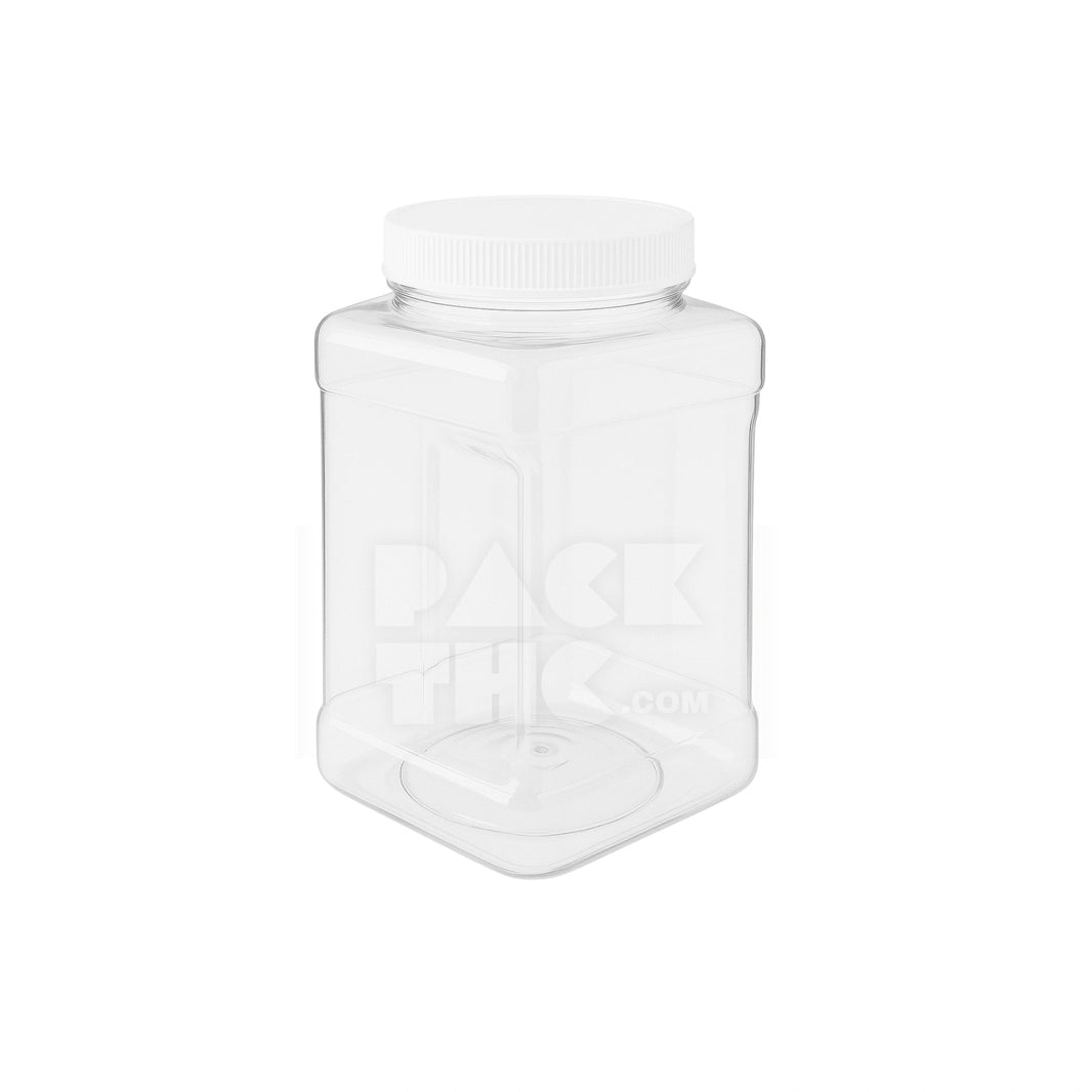 48oz plastic grip jars clear with white lid