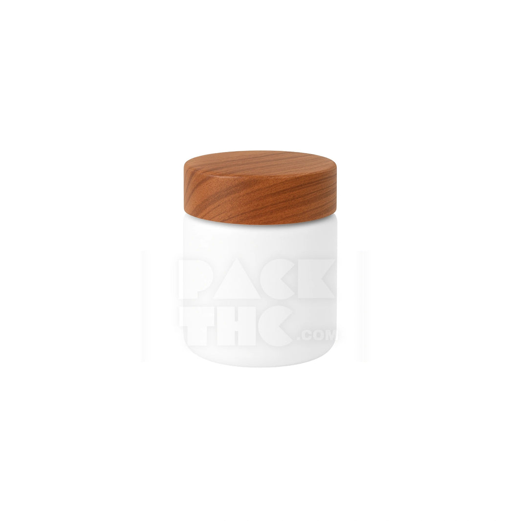 4oz plastic jar with smooth cap white with wooden lid