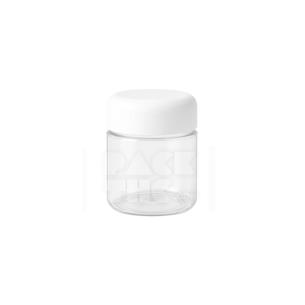 4oz plastic jar with curved cap clear with white lid