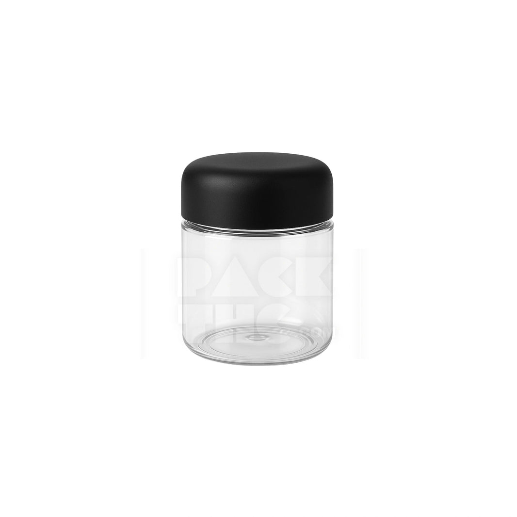 4oz plastic jar with curved cap clear with black lid