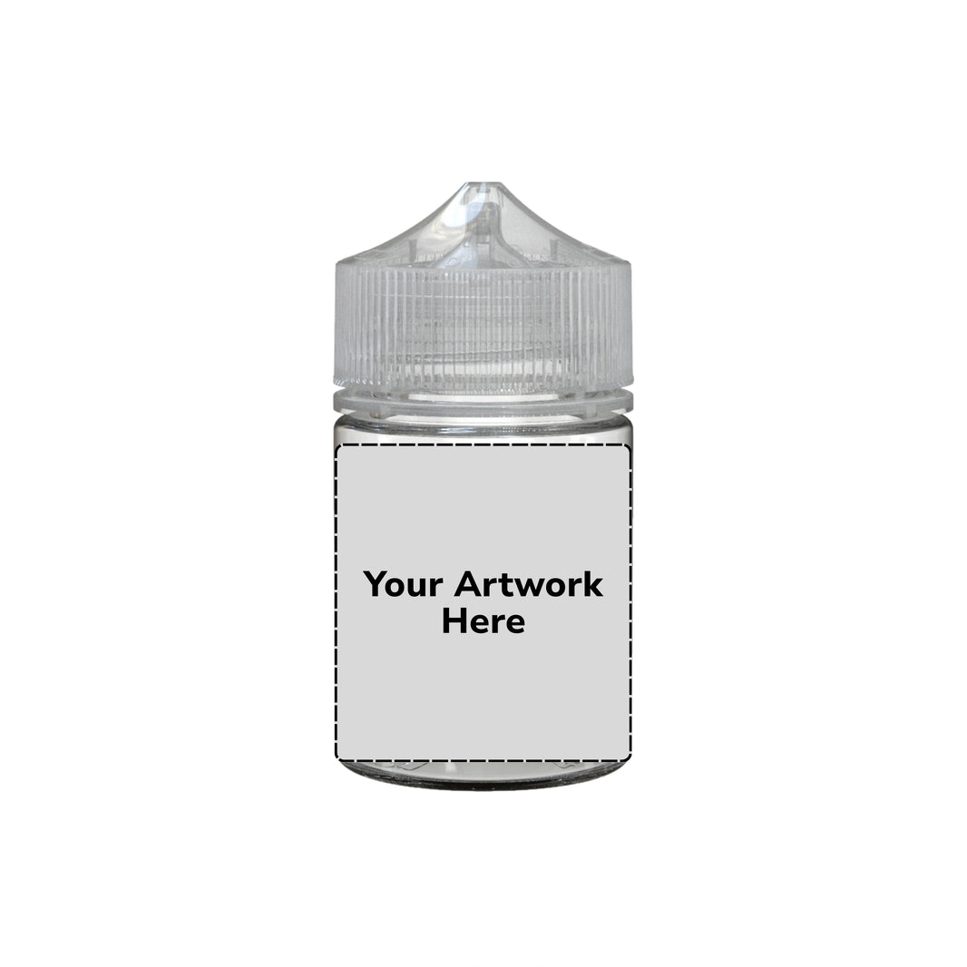 60ml stubby unicorn bottle clear clear cap