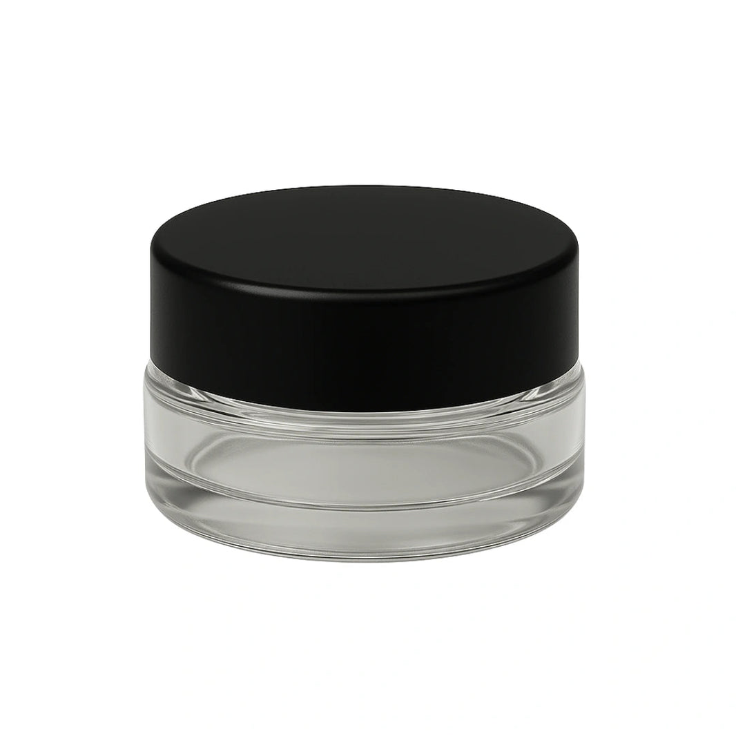 7 ml cr glass round concentrate container black lid