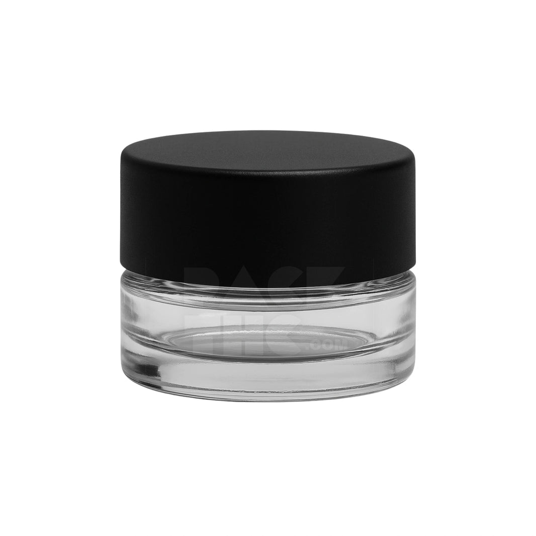9 ML CR GLASS ROUND CONCENTRATE CONTAINER - BLACK LID - (360 COUNT) Pack THC