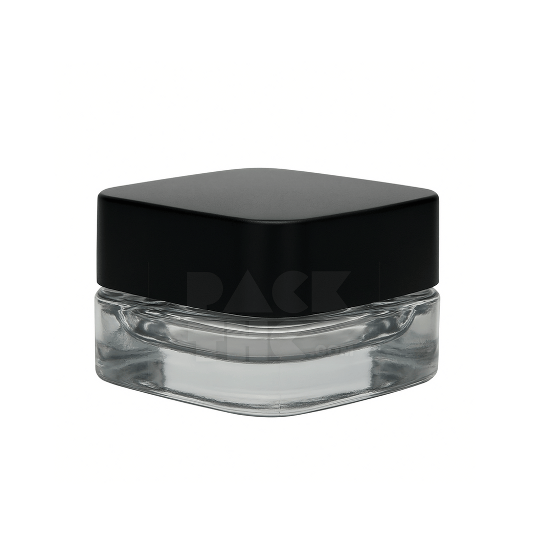 9 ML CR GLASS SQUARE CONCENTRATE CONTAINER - BLACK LID - (360 COUNT) Pack THC