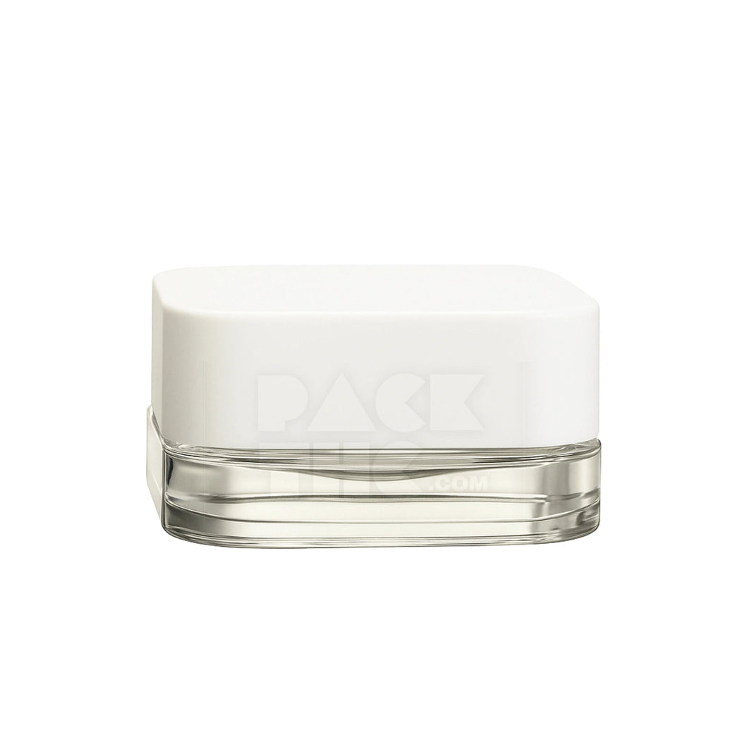 5 ml CR glass square concentrate container with white lid for shatter and live resin