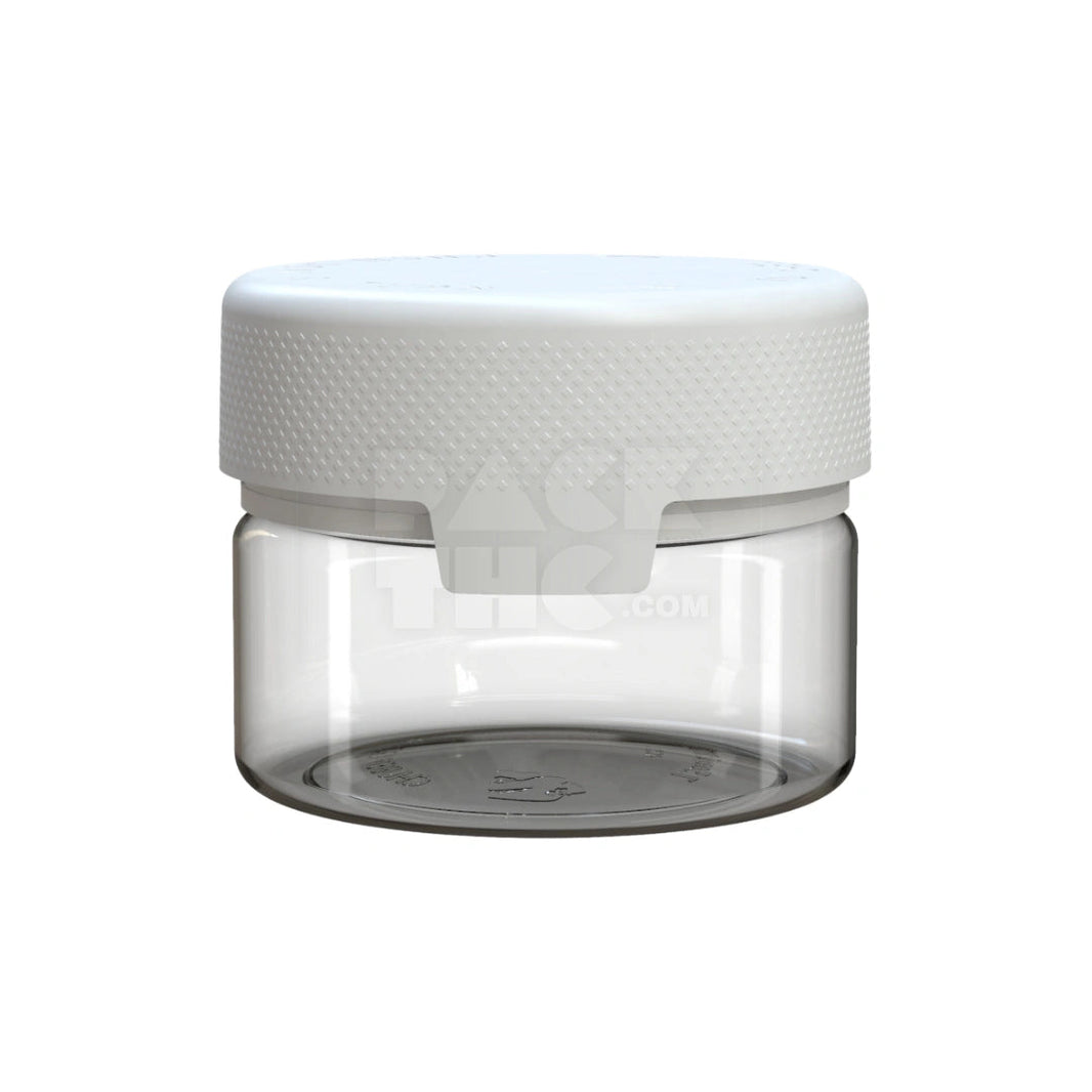 7.5oz clear natural Aviator CR XL container with white closure