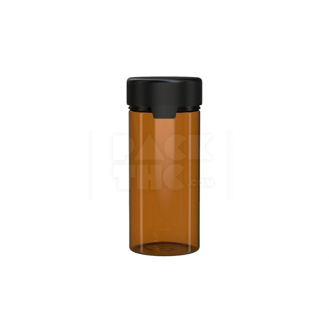 8OZ (240CC) AVIATOR CR CONTAINER WITH INTEGRATED LINER & TAMPER EVIDENT BREAK-OFF BAND (TRANSLUCENT AMBER CONTAINER WITH OPAQUE BLACK CLOSURE) - (200 count) Pack THC