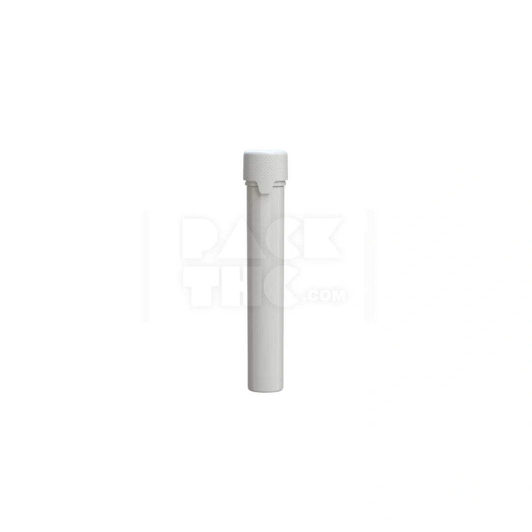 115MM AVIATOR TUBE FLAT BOTTOM WITH INTEGRATED LINER & TAMPER EVIDENT BREAK-OFF BAND (OPAQUE WHITE TUBE WITH OPAQUE WHITE CLOSURE) - (500 count) Pack THC