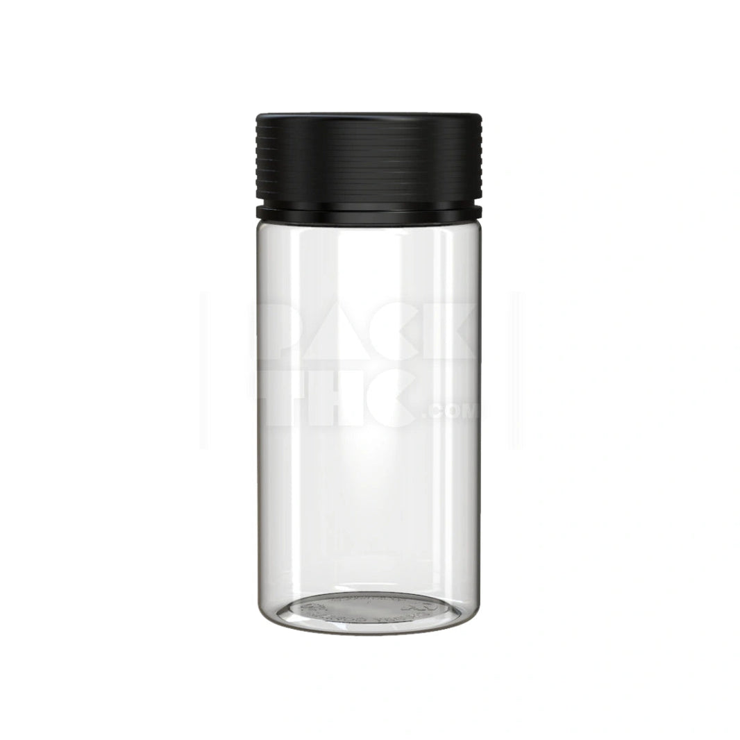 10OZ (300CC) SPIRAL WIDE MOUTH CONTAINER WITH INTEGRATED LINER & TAMPER EVIDENT BREAK-OFF BAND (CLEAR NATURAL CONTAINER WITH OPAQUE BLACK CLOSURE) - (120 count) Pack THC