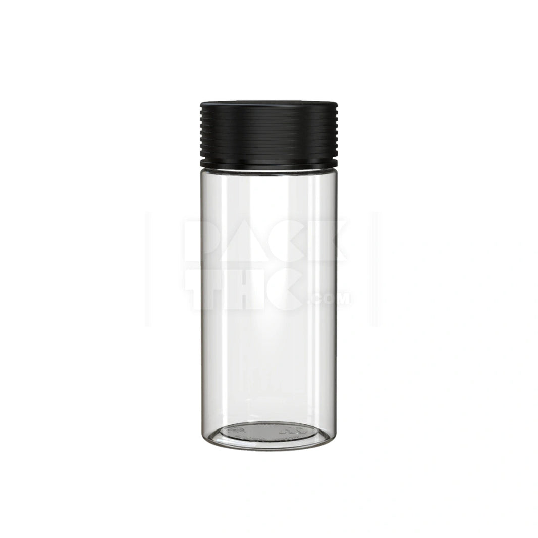 8OZ (240CC) SPIRAL CR CONTAINER WITH INTEGRATED LINER & TAMPER EVIDENT BREAK-OFF BAND (CLEAR NATURAL CONTAINER WITH OPAQUE BLACK CLOSURE) - (200 count) Pack THC