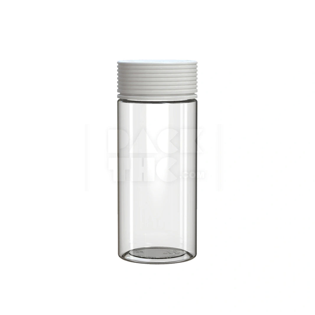 8OZ (240CC) SPIRAL CR CONTAINER WITH INTEGRATED LINER & TAMPER EVIDENT BREAK-OFF BAND (CLEAR NATURAL CONTAINER WITH OPAQUE WHITE CLOSURE) - (200 count) Pack THC