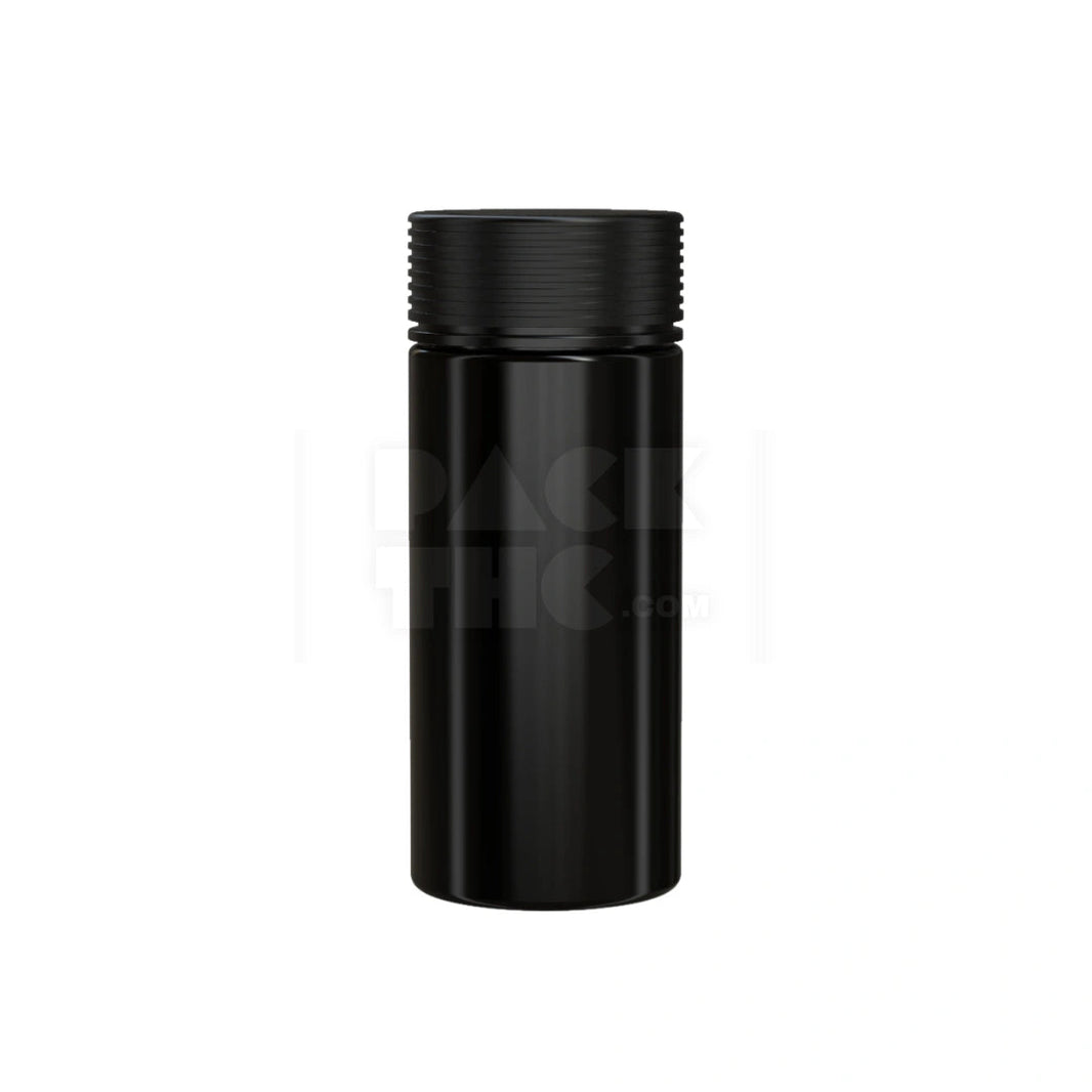 8OZ (240CC) SPIRAL CR CONTAINER WITH INTEGRATED LINER & TAMPER EVIDENT BREAK-OFF BAND (OPAQUE BLACK CONTAINER WITH OPAQUE BLACK CLOSURE) - (200 count) Pack THC