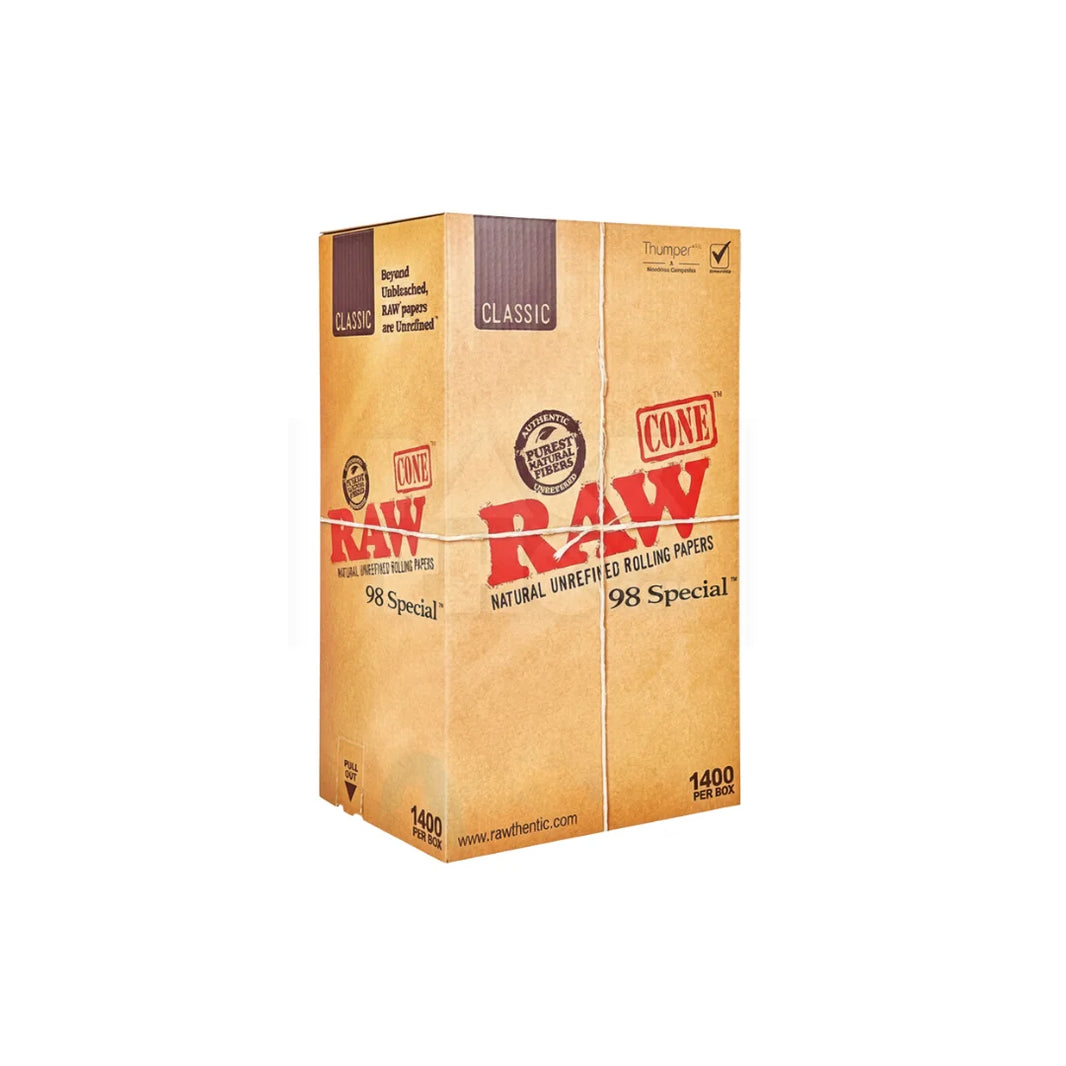 98 Special White RAW Classic Paper Cones | Pre-Rolled – Bulk Case (1400 Count)