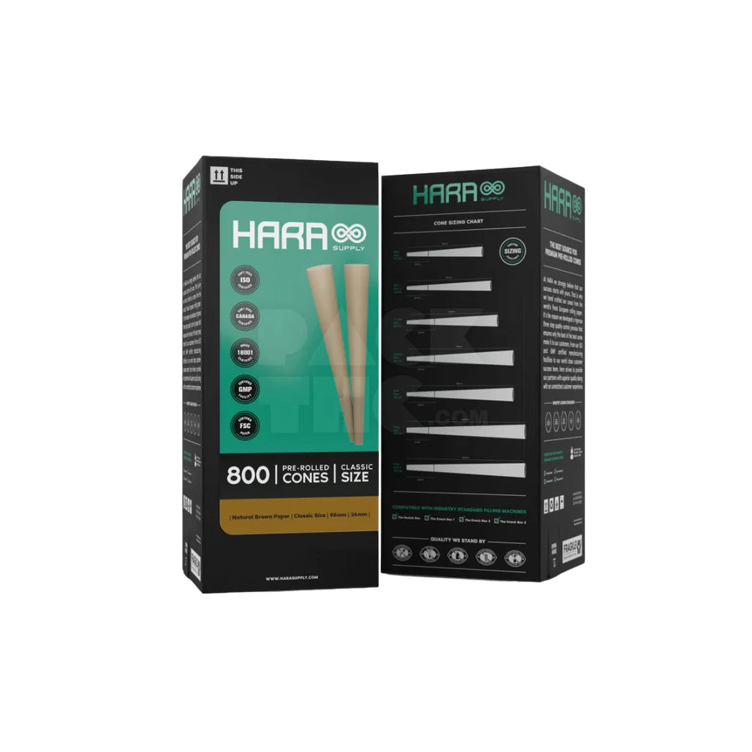 King Size Brown Hara Supply Paper Cones | Pre-Rolled – Bulk Case (800 Count)