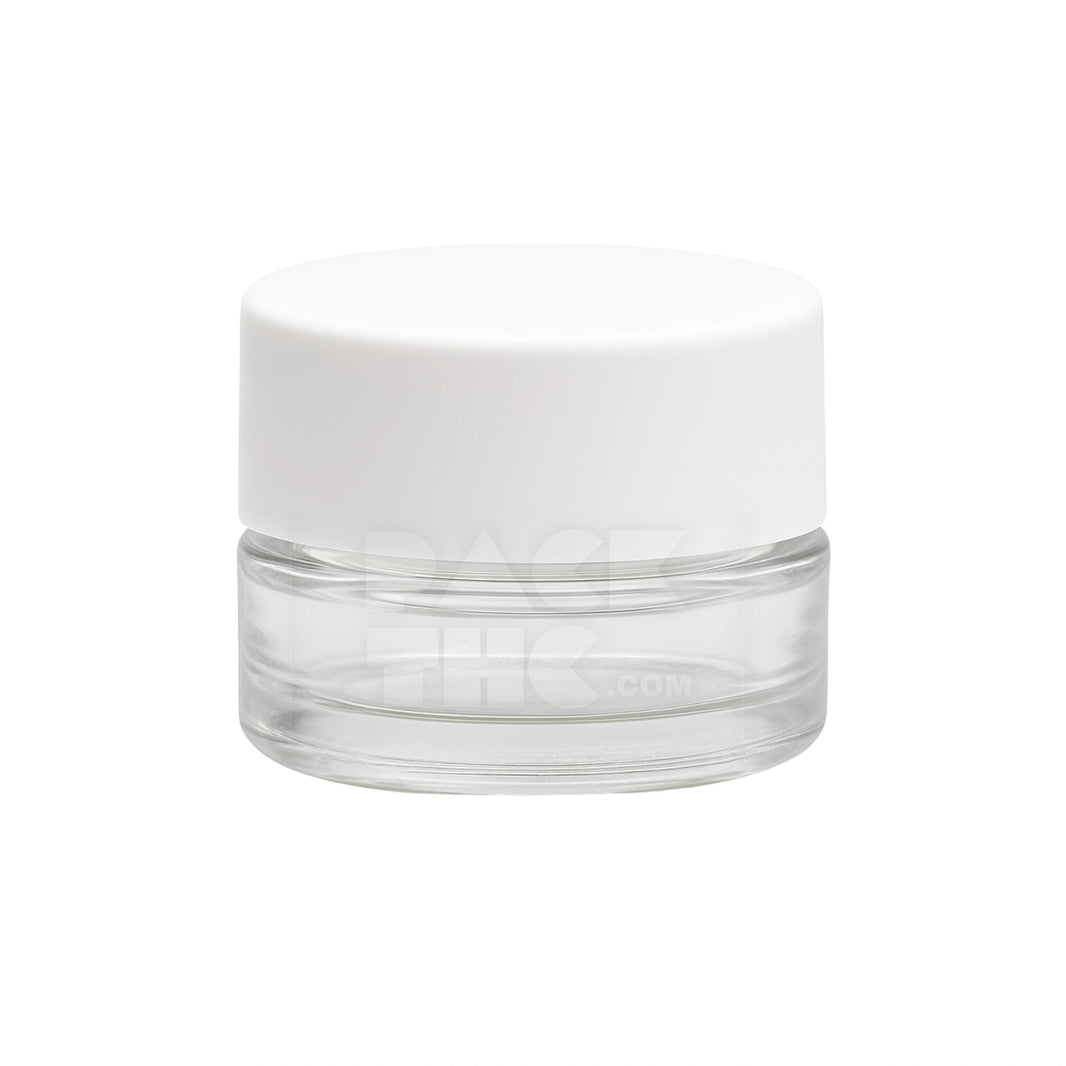 9 ML CR GLASS ROUND CONCENTRATE CONTAINER - WHITE LID - (360 COUNT) Pack THC