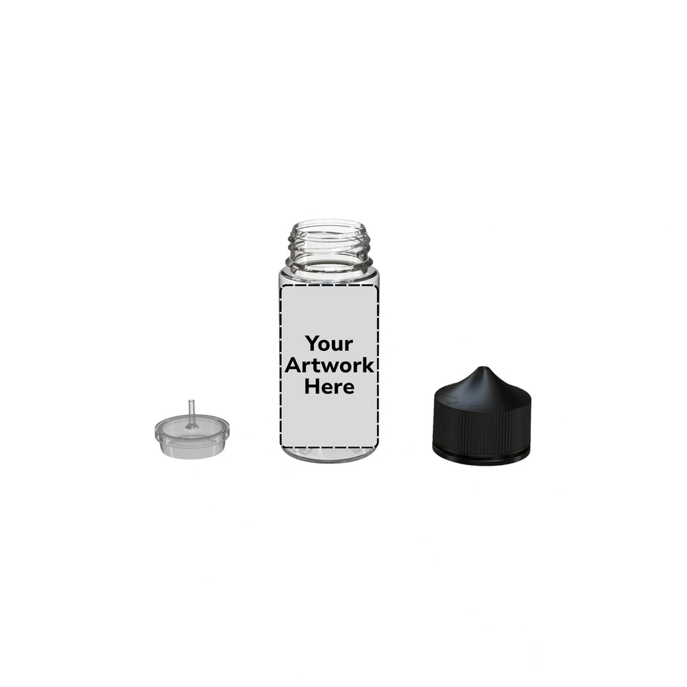 100ml v3 unicorn bottle clear black cap