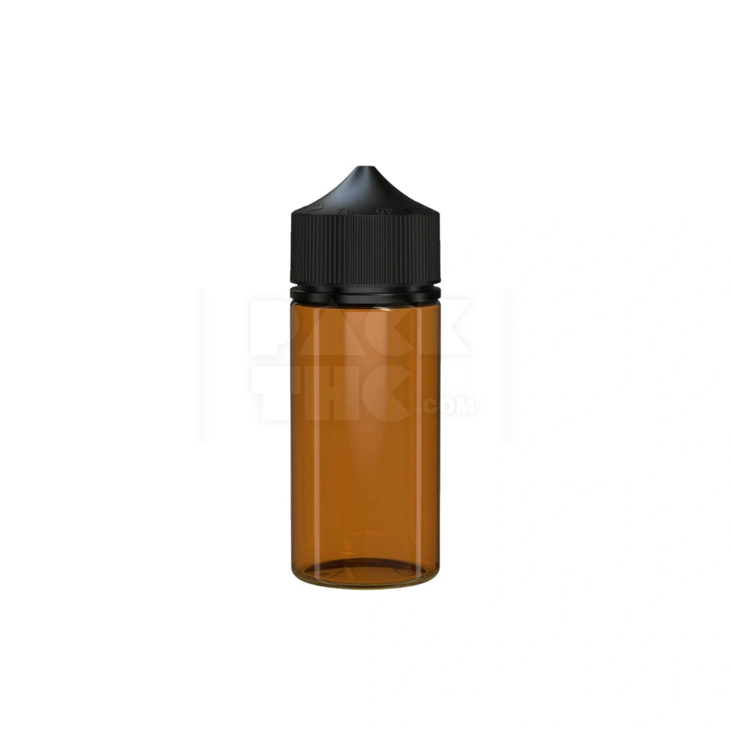 100ml v3 pet unicorn bottle cr translucent amber black cap 400 count