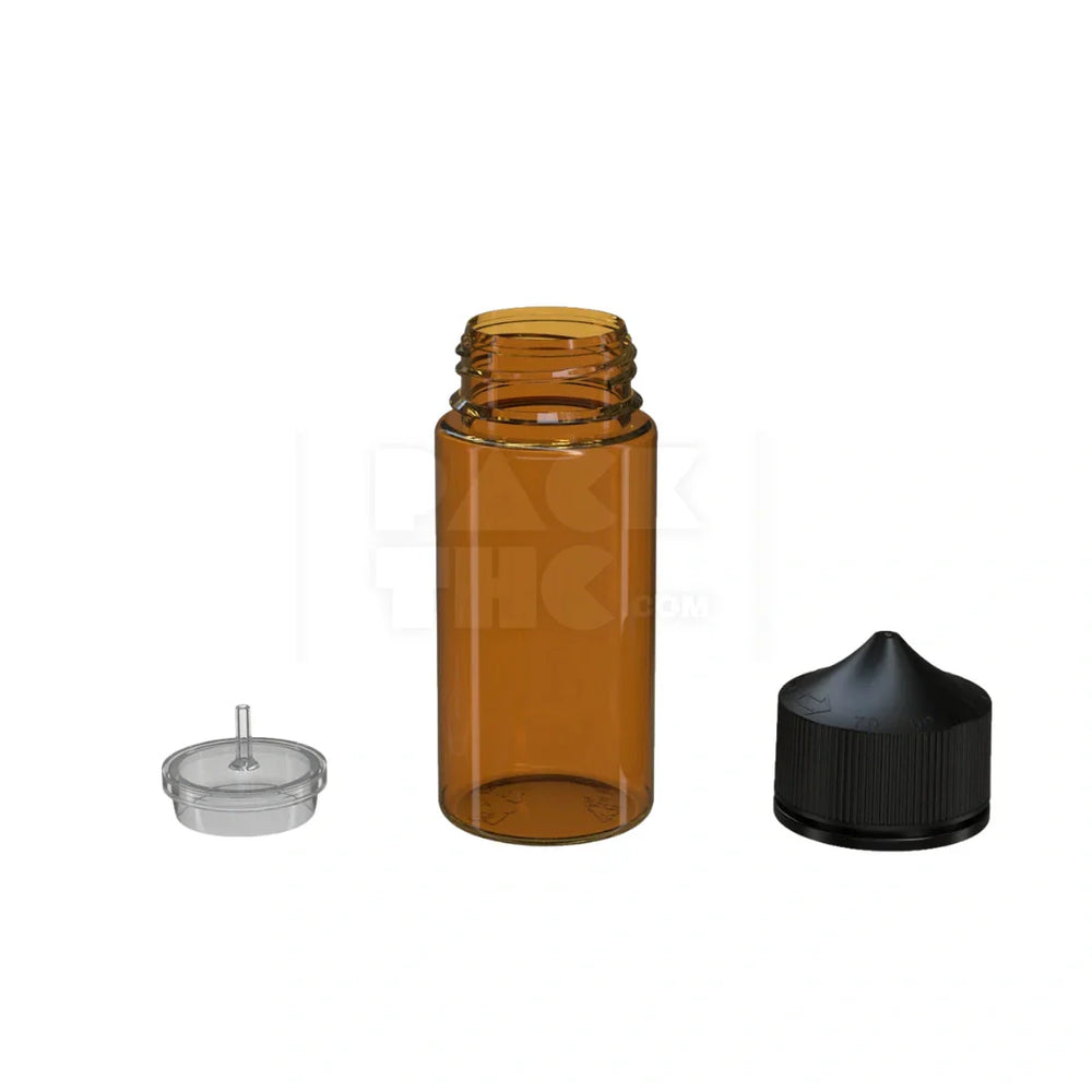 100ml v3 pet unicorn bottle cr translucent amber black cap 400 count