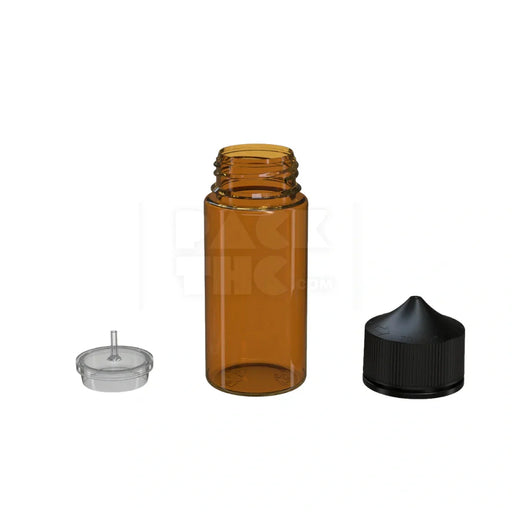100ml v3 pet unicorn bottle cr translucent amber black cap 400 count