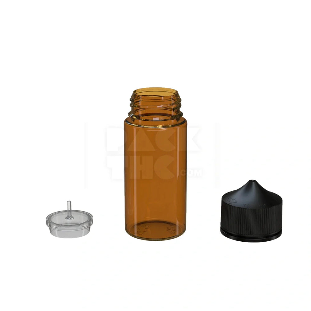 100ml v3 pet unicorn bottle cr translucent amber black cap 400 count