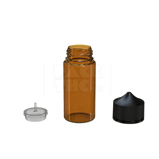 100ml v3 pet unicorn bottle cr translucent amber black cap 400 count