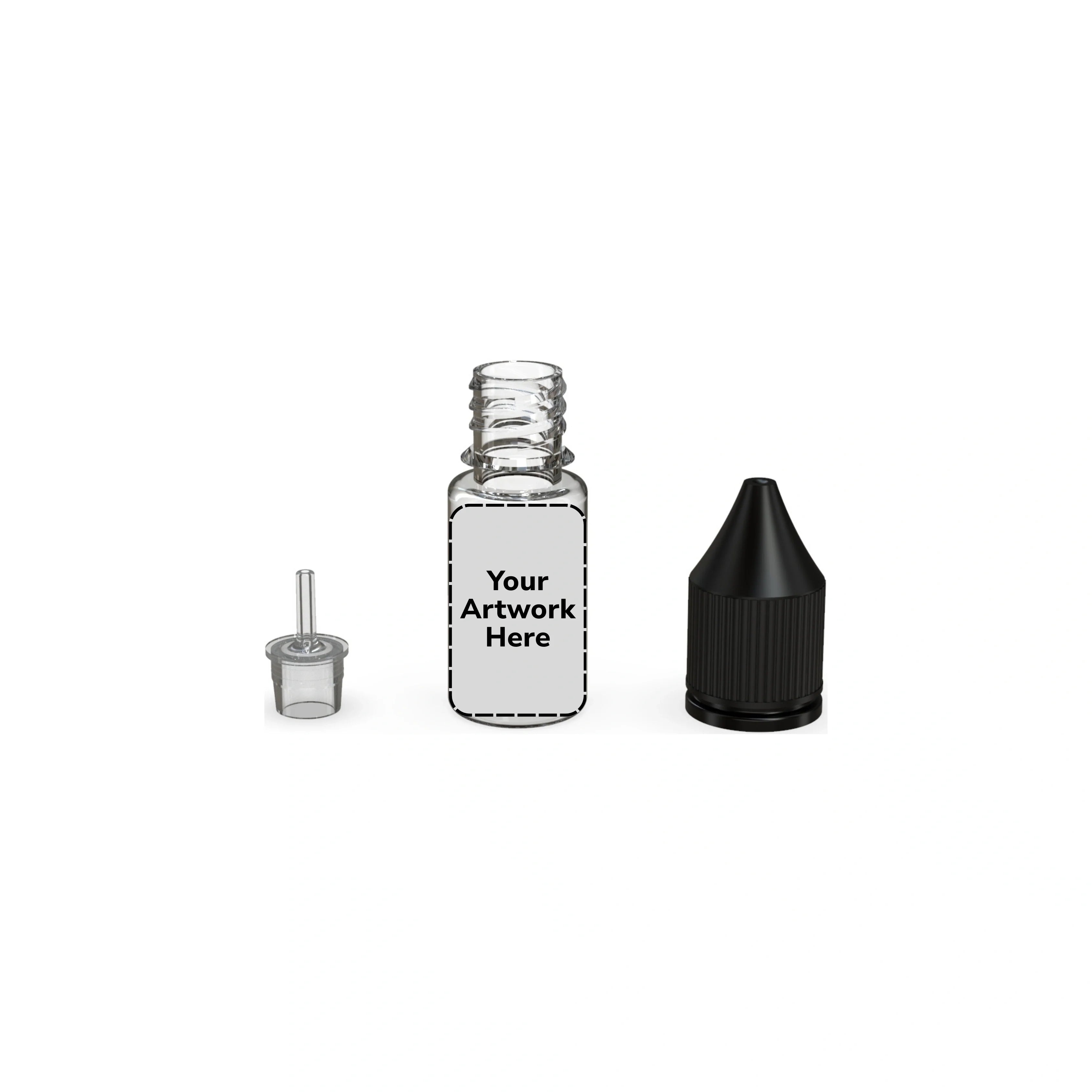 10ml unicorn bottle clear black cap