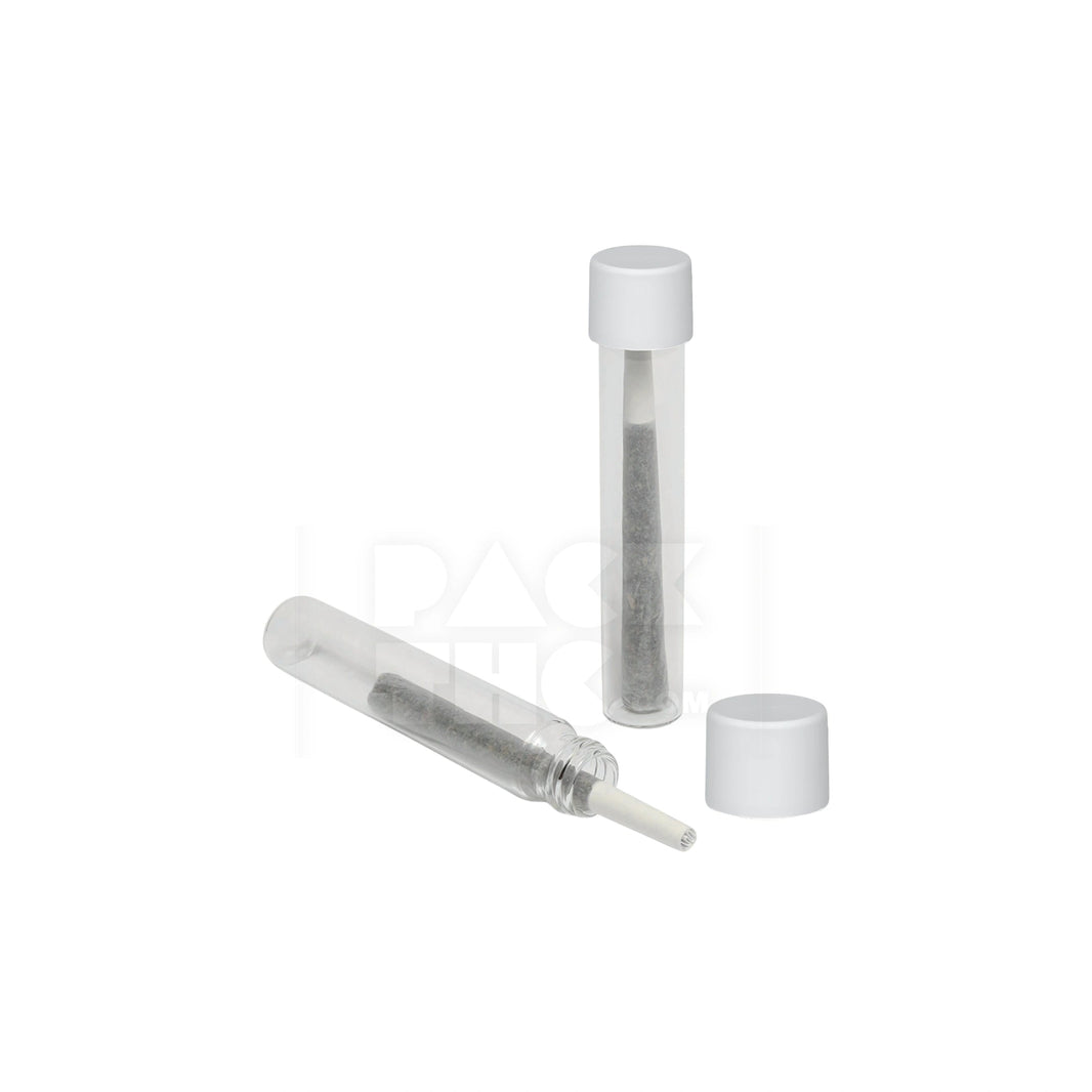image 116MM CR 5 BLUNT CLEAR PLASTIC BLUNT TUBE WITH PLASTIC WHITE CAP - (500 COUNT)