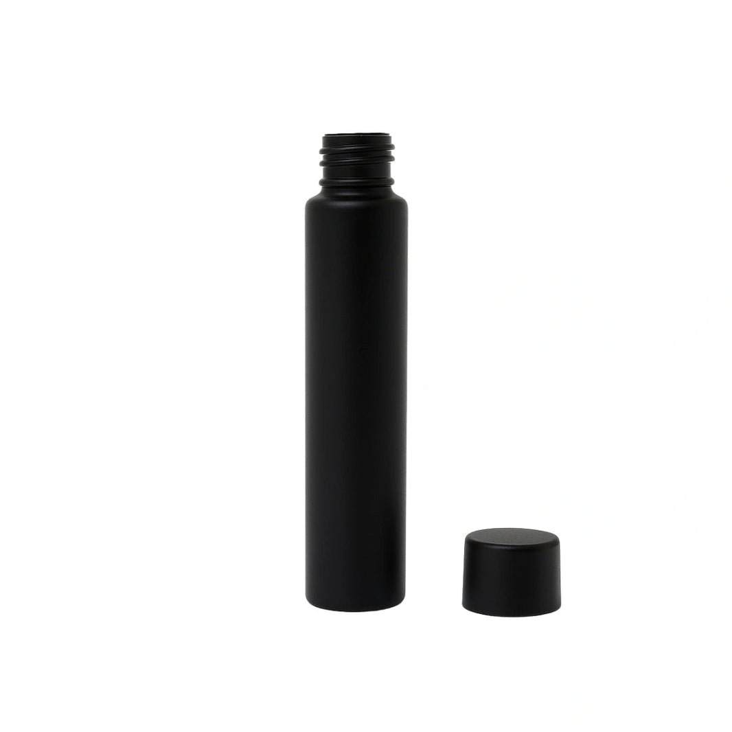 image 116MM CR MATTE BLACK GLASS BLUNT TUBE WITH PLASTIC BLACK CAP - (500 COUNT) Pack THC