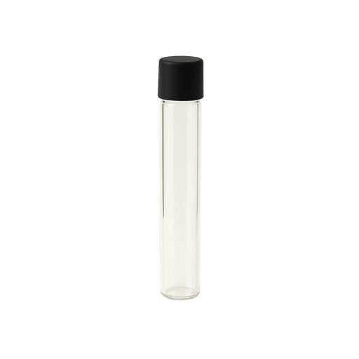 116mm cr clear glass blunt tube with plastic black cap
