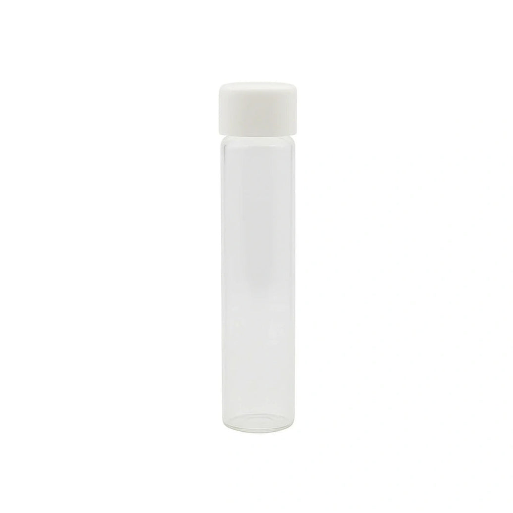 116mm cr clear glass blunt tube with plastic white cap