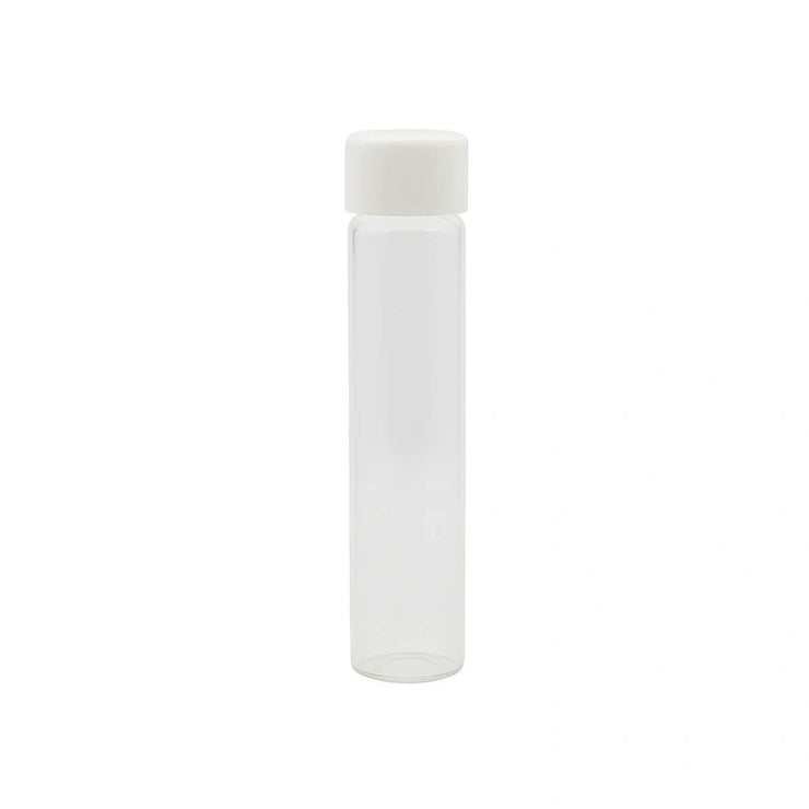 116mm cr clear glass blunt tube with plastic white cap