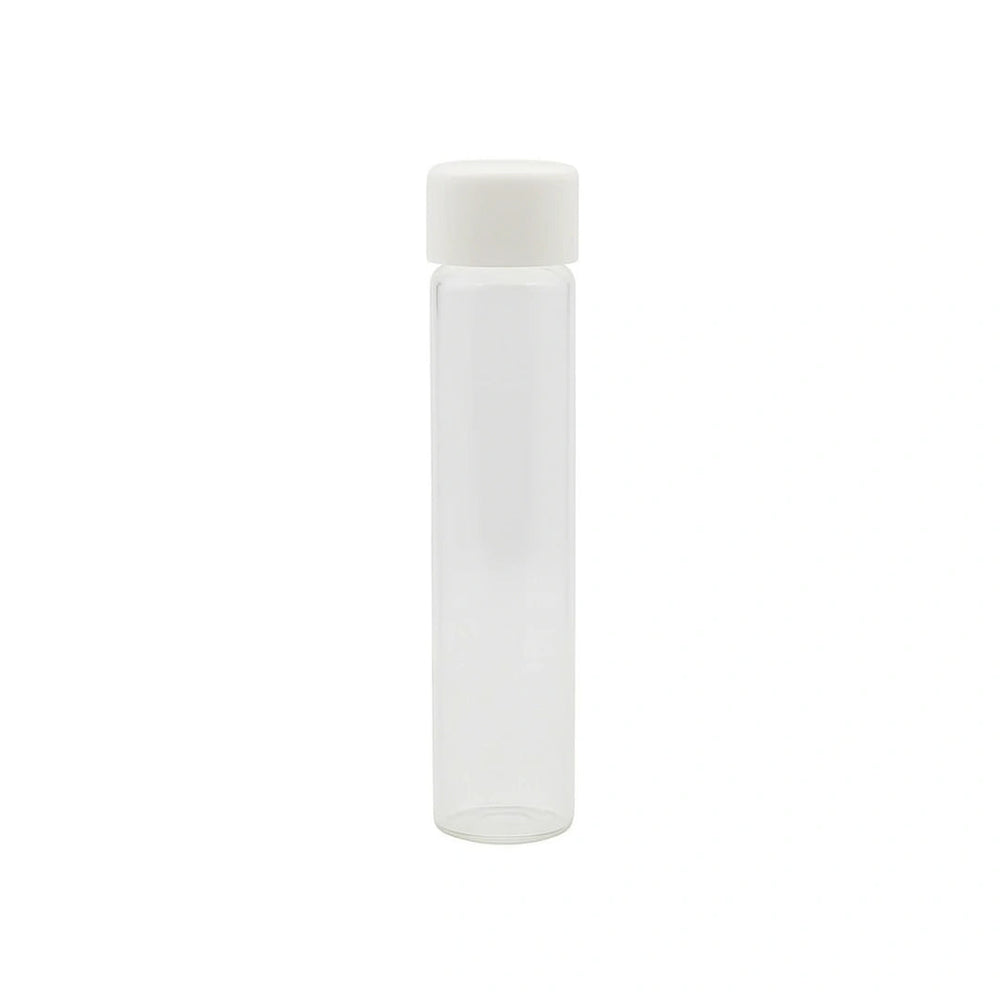116mm cr clear glass blunt tube with plastic white cap