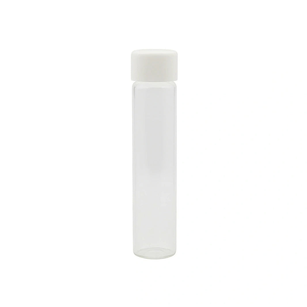 116mm cr clear glass blunt tube with plastic white cap