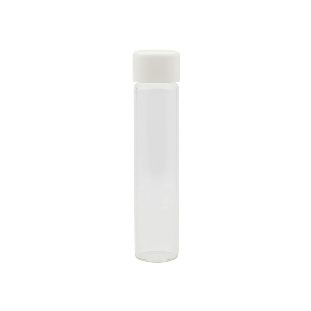 116mm cr clear glass blunt tube with plastic white cap