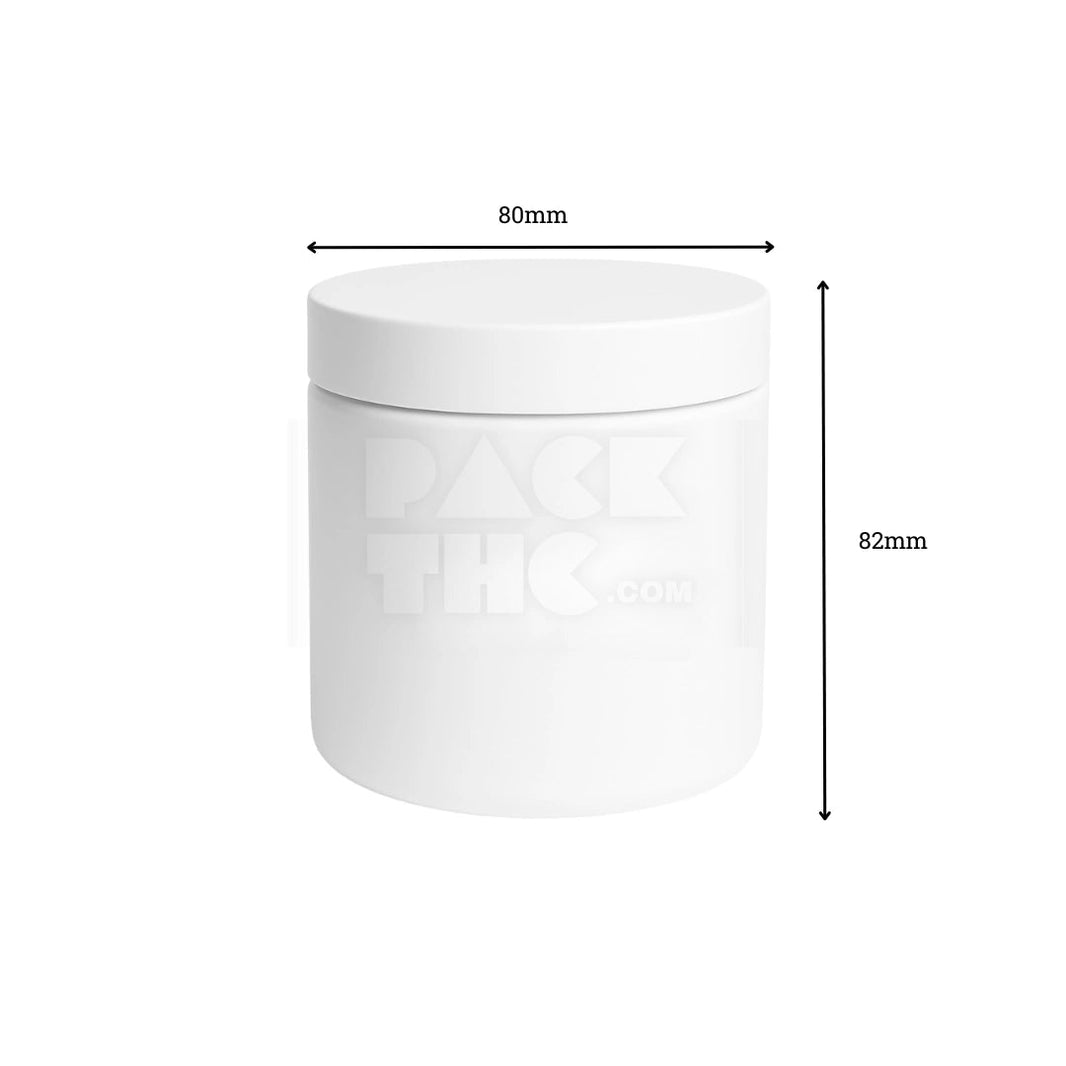 image 12OZ PLASTIC JAR WITH SMOOTH CAP - WHITE WITH WHITE LID - (100 COUNT) Pack THC