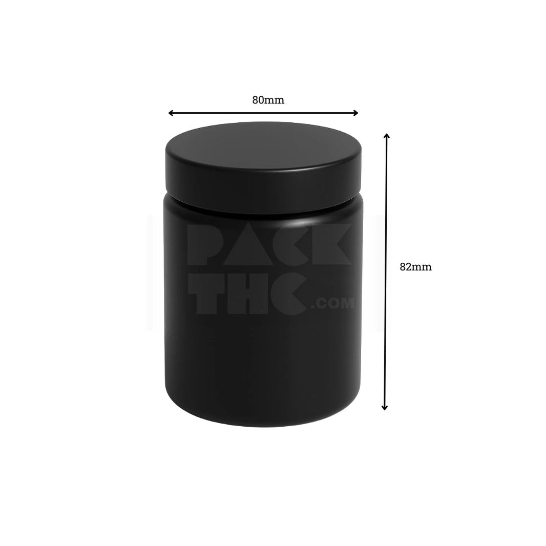 image 12OZ PLASTIC JAR WITH SMOOTH CAP - BLACK WITH BLACK LID - (100 COUNT) Pack THC
