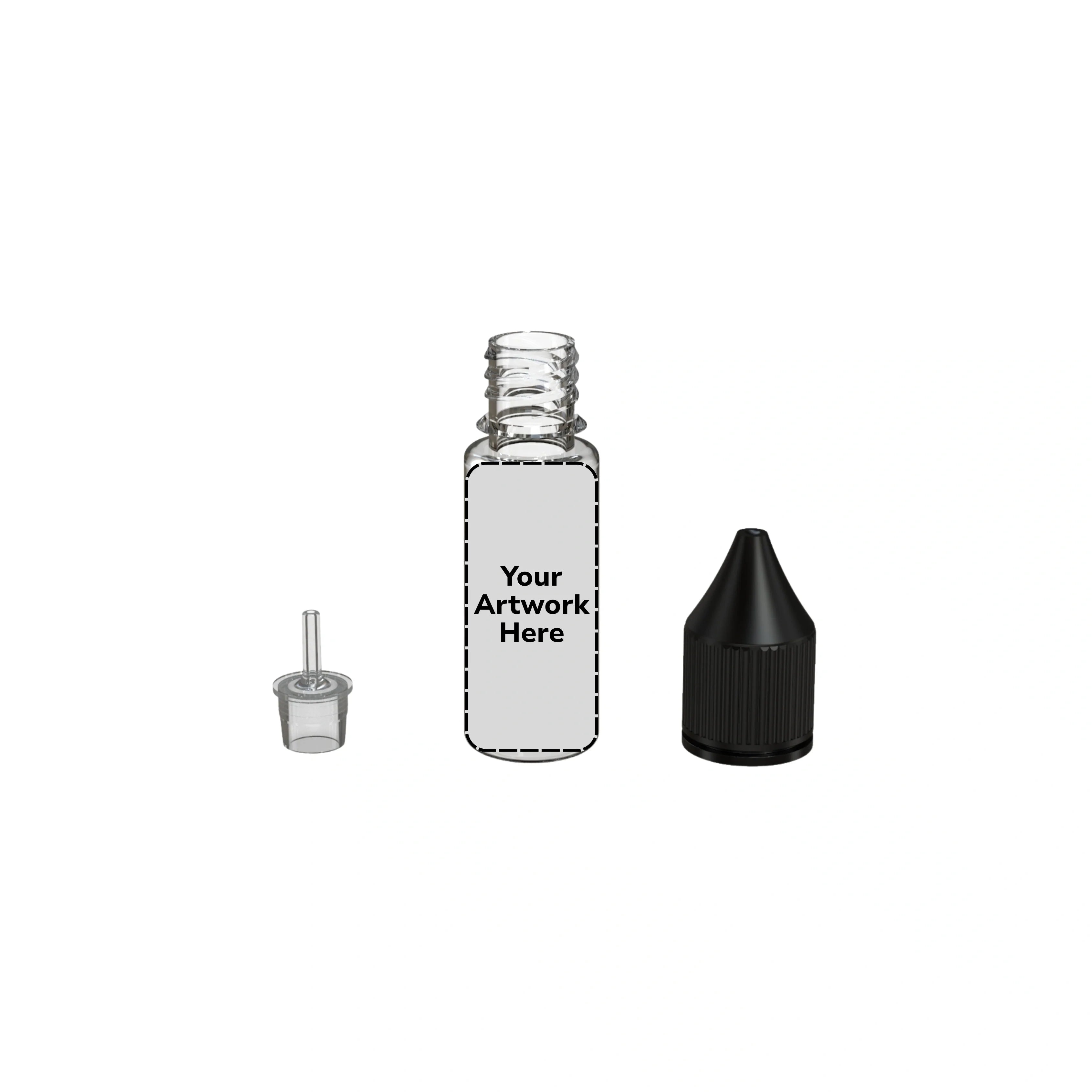 15ml unicorn bottle clear black cap