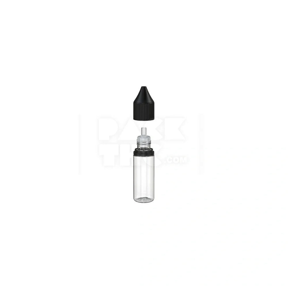 15ml pet reducer unicorn bottle with cr tamper evident break off band clear natural bottle with opaque black closure 1000 count