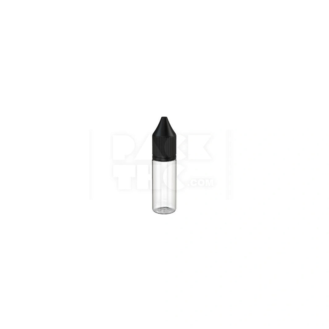 15ml pet reducer unicorn bottle with cr tamper evident break off band clear natural bottle with opaque black closure 1000 count