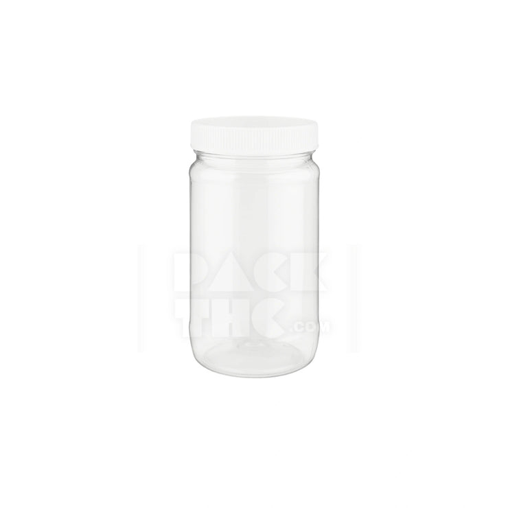 16oz clear pet wide mouth jar clear white lid